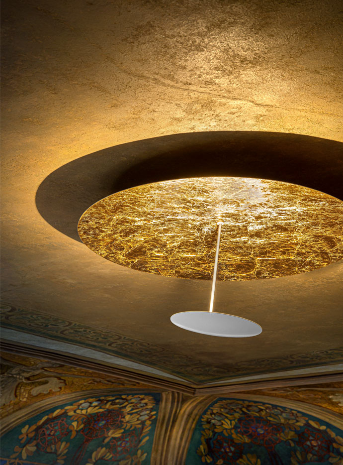 Catellani Smith lighting detail gold disc Chelsea specification Muretti
